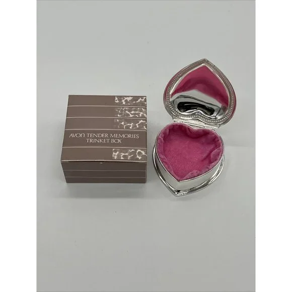 COPY - Vintage 1987 Avon Tender Memories Trinket Jewelry Box Silver & Pink New - Picture 3 of 5